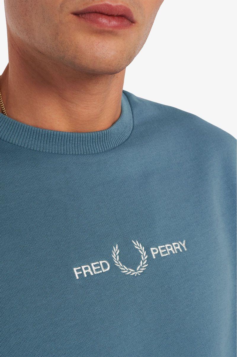 Grey Blue Fred Perry Embroidered Men's Sweatshirts | PH 1578BEXC